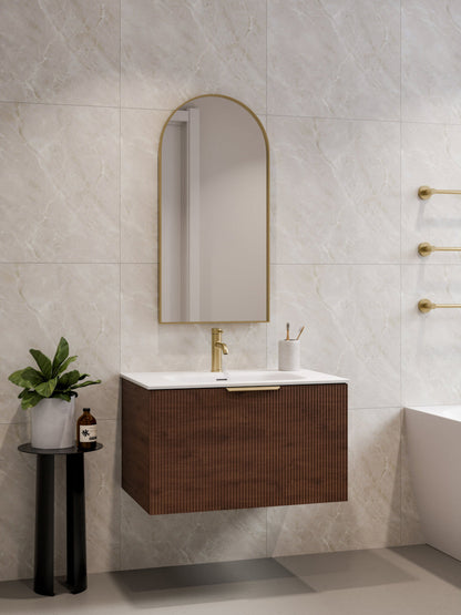 LINEARE 750 PILLAR SINGLE DRAWER BATHROOM VANITY WALNUT