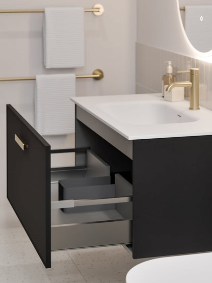 LINEARE 900 AXEL SINGLE DRAWER BATHROOM VANITY MATTE BLACK