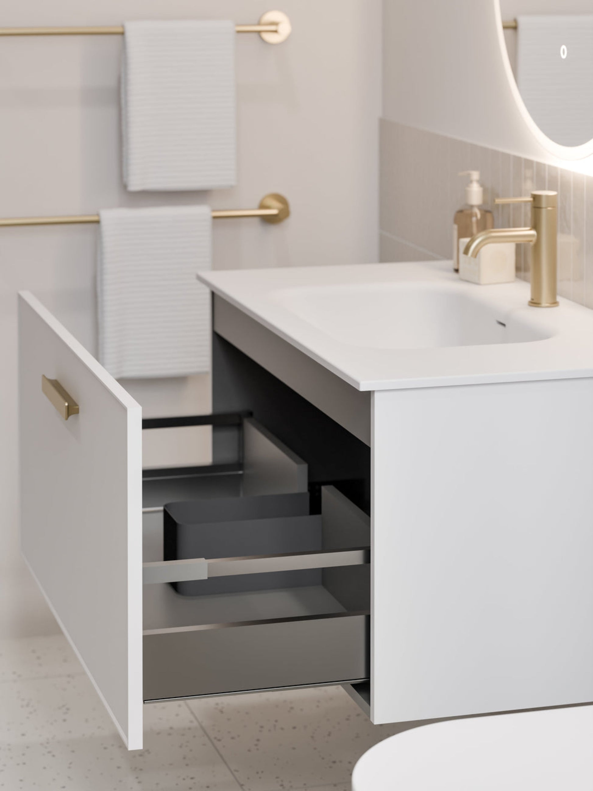 LINEARE 900 AXEL SINGLE DRAWER BATHROOM VANITY MATTE WHITE