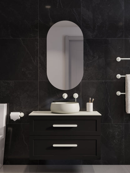 LINEARE 900 LOFT DOUBLE DRAWER BATHROOM VANITY - SOLID SLAB TOP MATTE BLACK