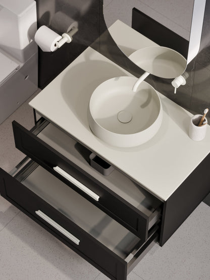 LINEARE 900 LOFT DOUBLE DRAWER BATHROOM VANITY - SOLID SLAB TOP MATTE BLACK