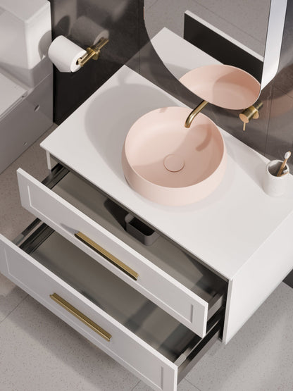 LINEARE 900 LOFT DOUBLE DRAWER BATHROOM VANITY - SOLID SLAB TOP MATTE WHITE