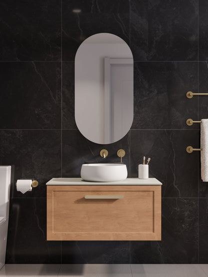 LINEARE 900 LOFT SINGLE DRAWER BATHROOM VANITY - SOLID SLAB TOP DEVON OAK