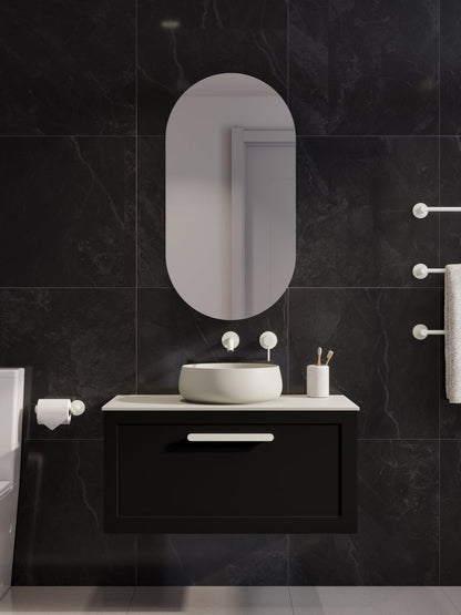 LINEARE 900 LOFT SINGLE DRAWER BATHROOM VANITY - SOLID SLAB TOP MATTE BLACK