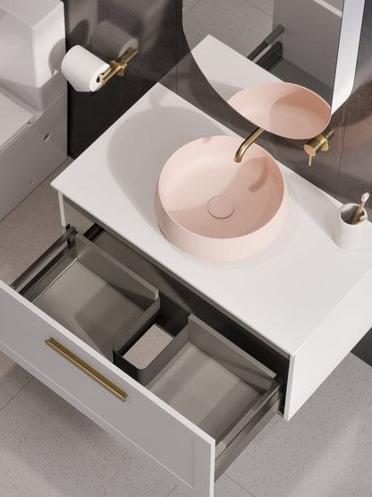 LINEARE 900 LOFT SINGLE DRAWER BATHROOM VANITY - SOLID SLAB TOP MATTE WHITE