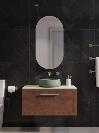 LINEARE 900 LOFT SINGLE DRAWER BATHROOM VANITY - SOLID SLAB TOP WALNUT