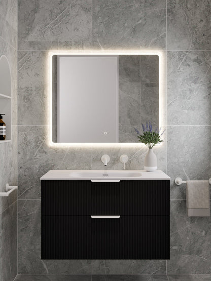 LINEARE 900 PILLAR DOUBLE DRAWER BATHROOM VANITY MATTE BLACK