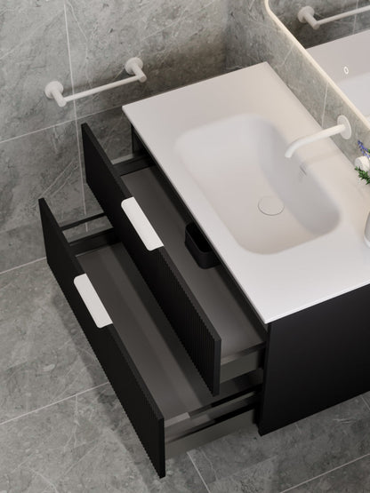 LINEARE 900 PILLAR DOUBLE DRAWER BATHROOM VANITY MATTE BLACK