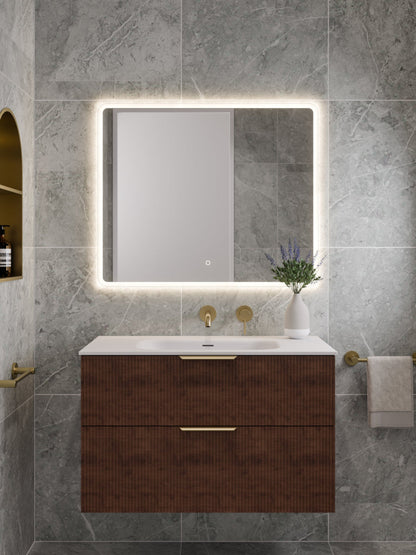 LINEARE 900 PILLAR DOUBLE DRAWER BATHROOM VANITY WALNUT