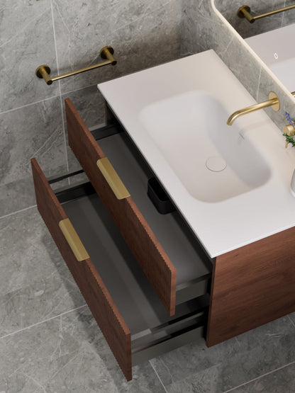 LINEARE 900 PILLAR DOUBLE DRAWER BATHROOM VANITY WALNUT