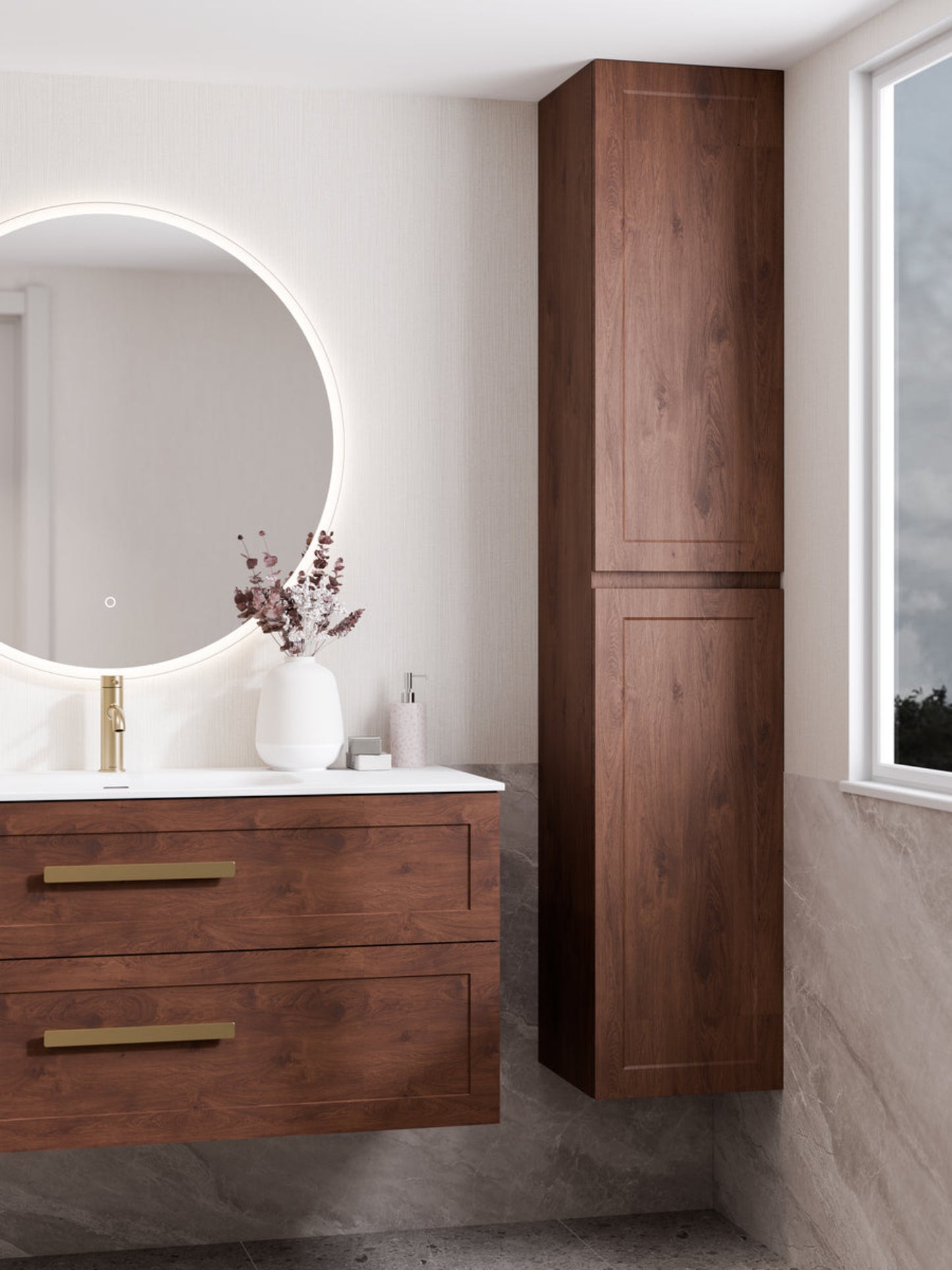 LINEARE BATHROOM LOFT TOWER CABINET WALNUT