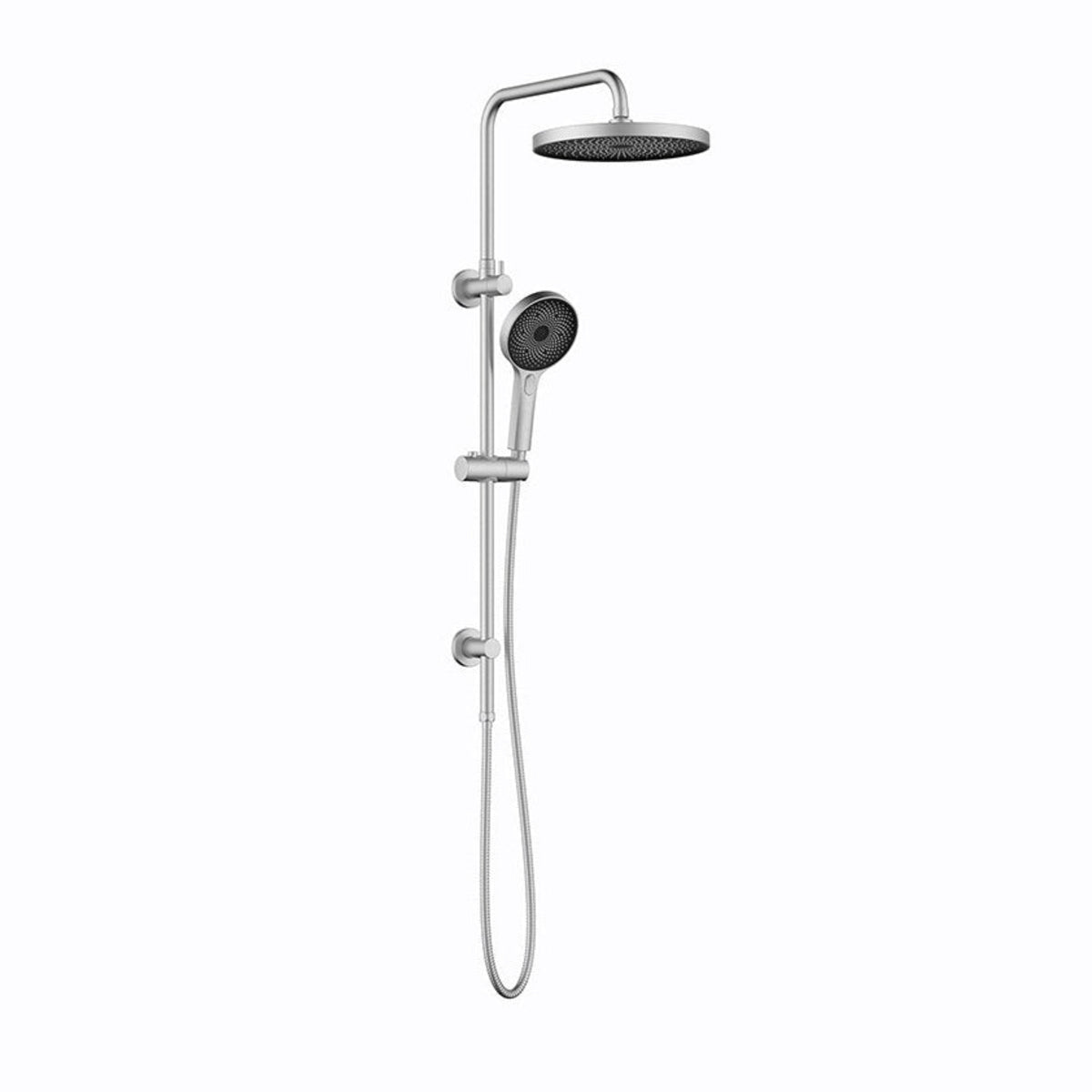 LINKWARE GABE TWIN SHOWER WITH RAIL BRUSHED NICKEL