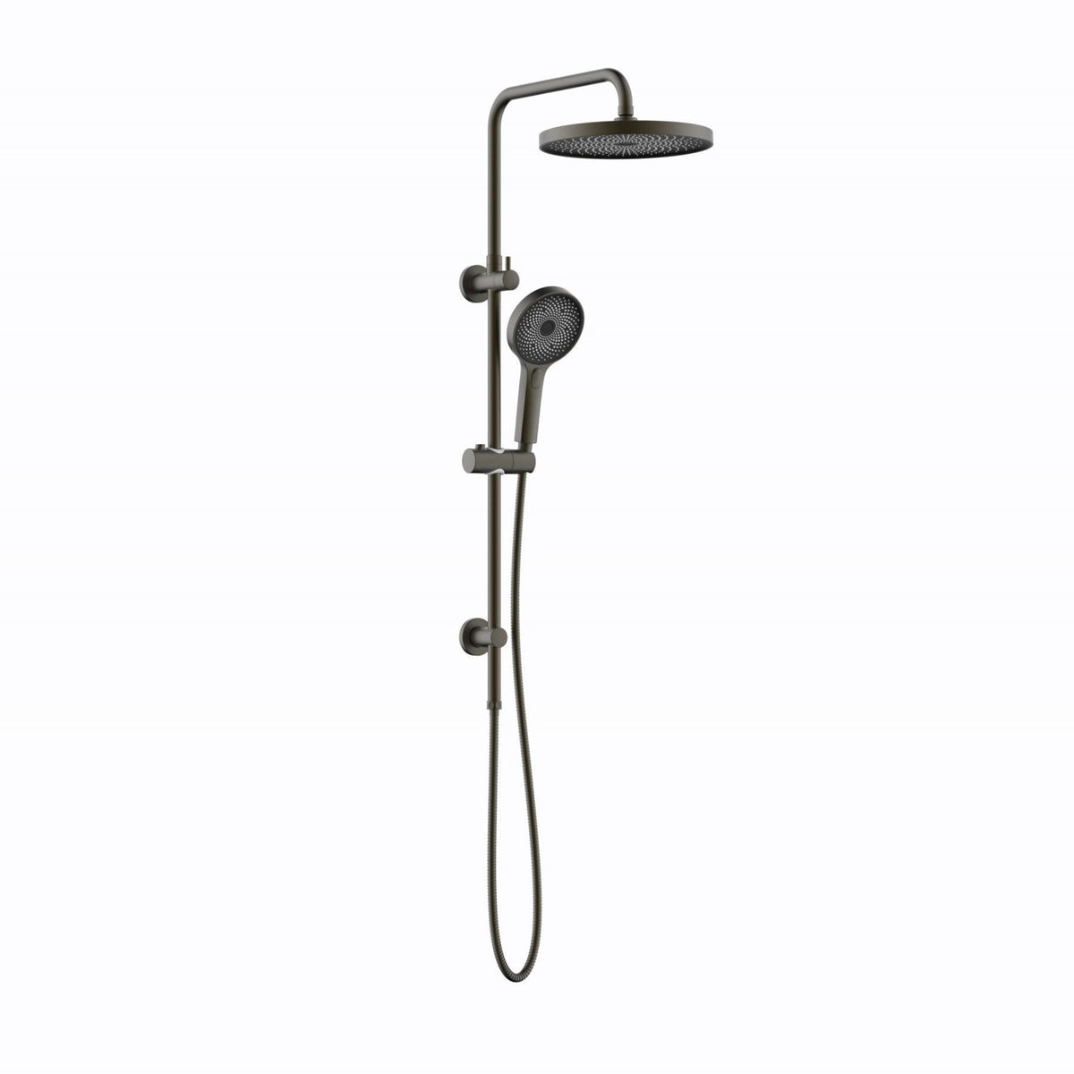 LINKWARE GABE TWIN SHOWER WITH RAIL GUNMETAL