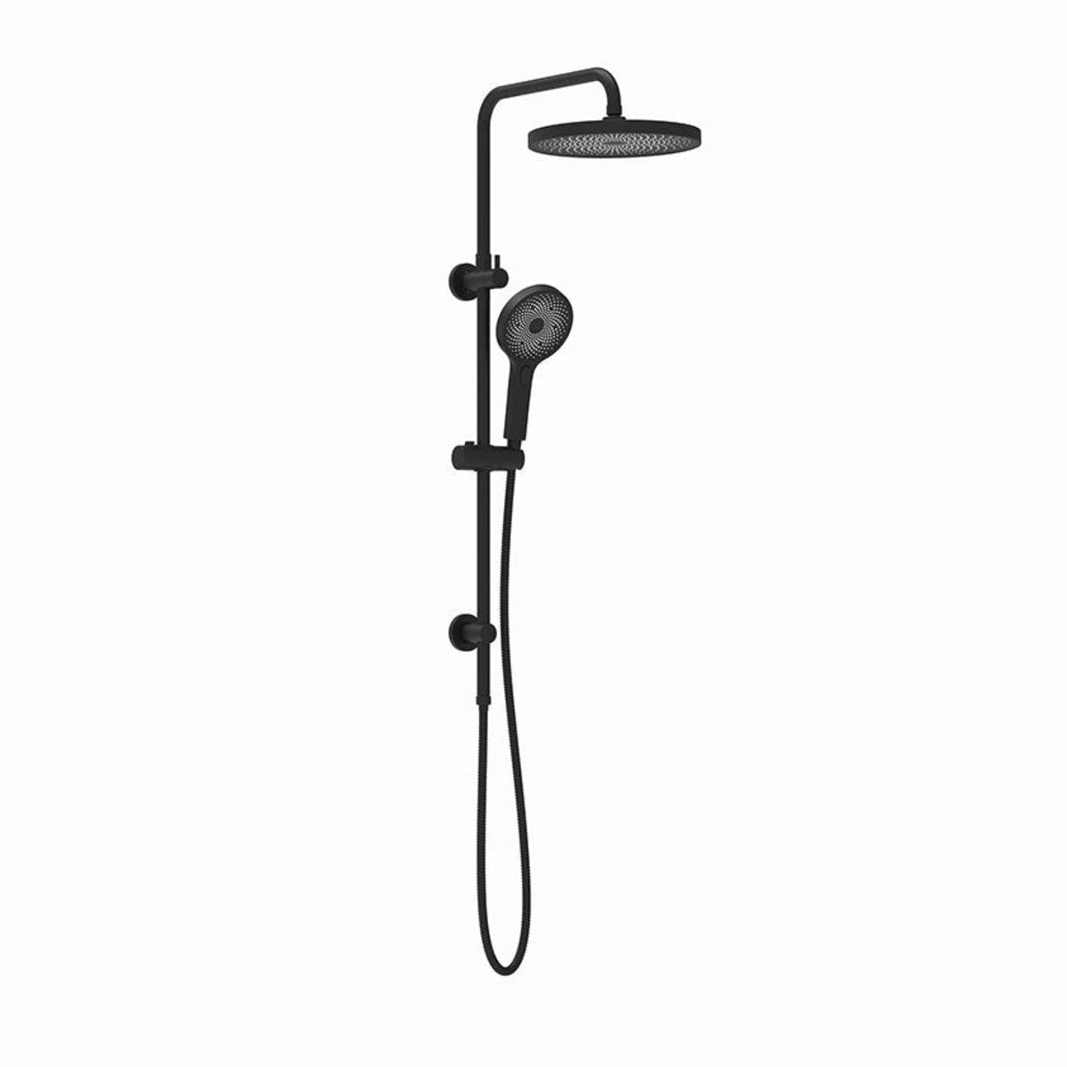 LINKWARE GABE TWIN SHOWER WITH RAIL MATTE BLACK