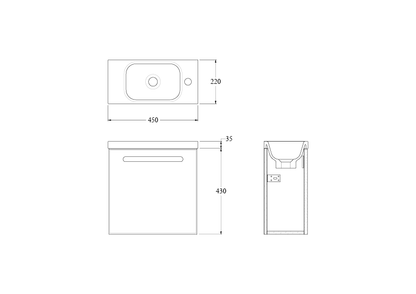 LINEARE AXEL 450 VANITY - LEFT HINGE