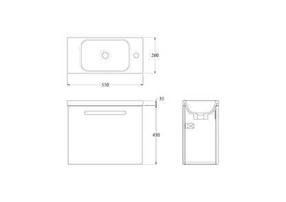LINEARE AXEL 550 VANITY - LEFT HINGE