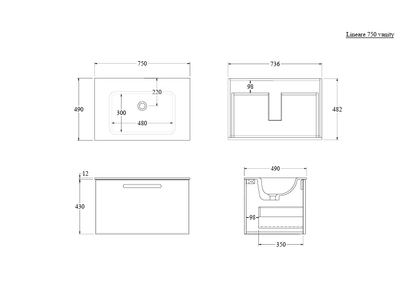 LINEARE 750 PILLAR SINGLE DRAWER VANITY