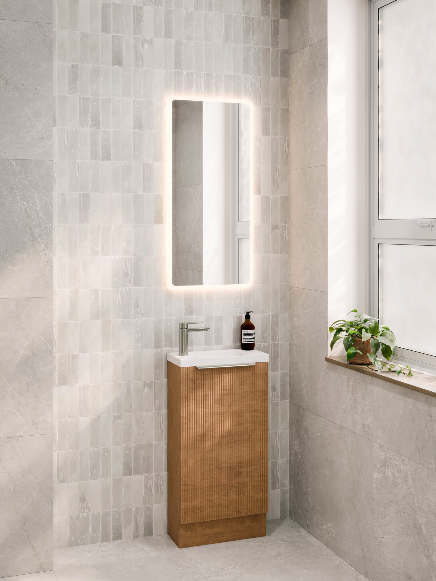 LINEARE 450 PILLAR FLOORSTANDING VANITY - LEFT HINGE