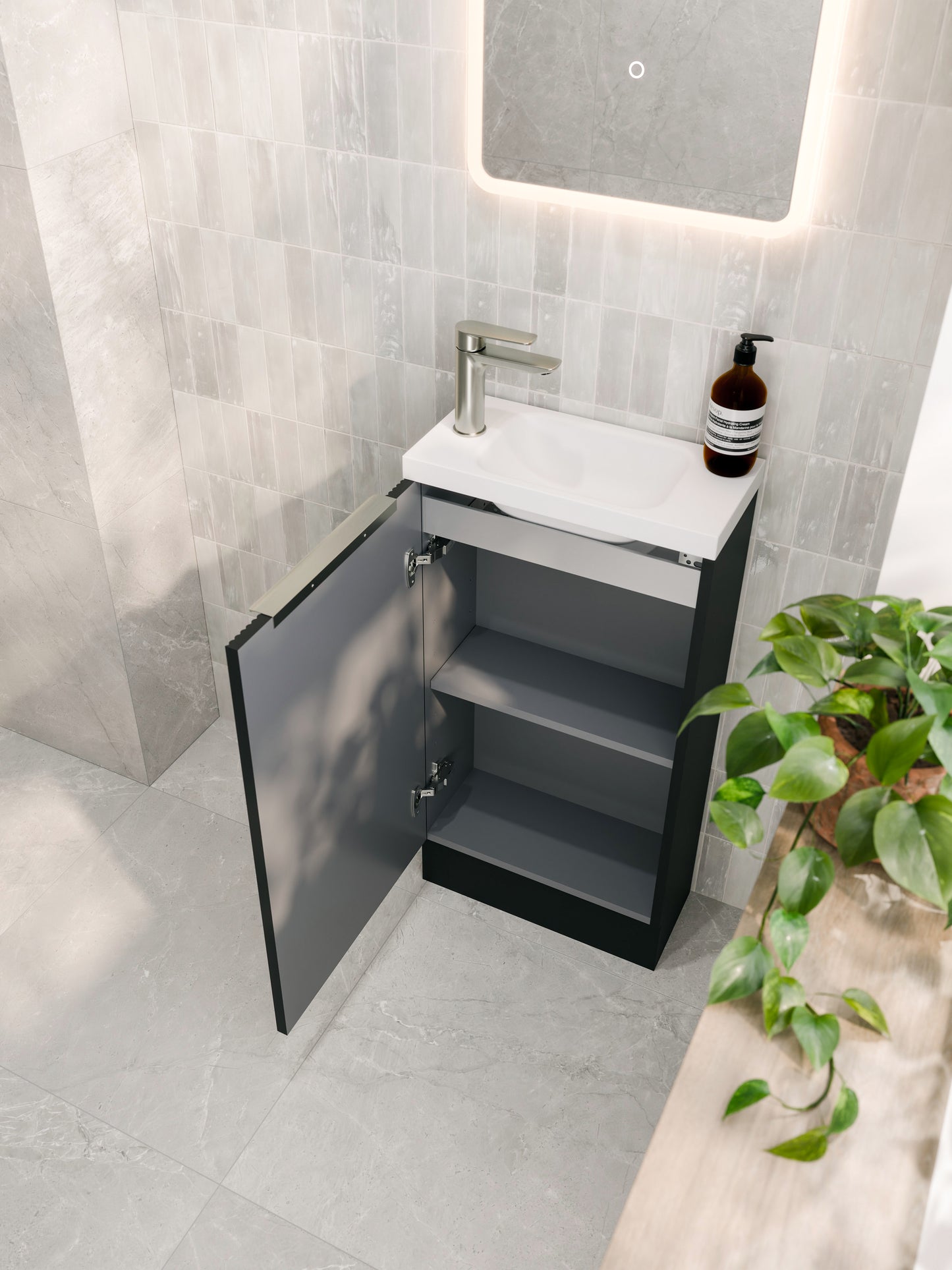 LINEARE 450 PILLAR FLOORSTANDING VANITY - LEFT HINGE