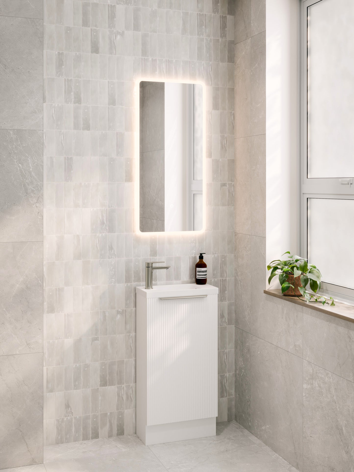 LINEARE 450 PILLAR FLOORSTANDING VANITY - LEFT HINGE