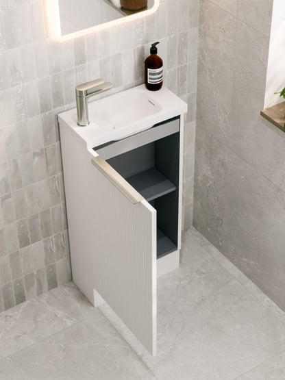 LINEARE 450 PILLAR FLOORSTANDING VANITY - LEFT HINGE
