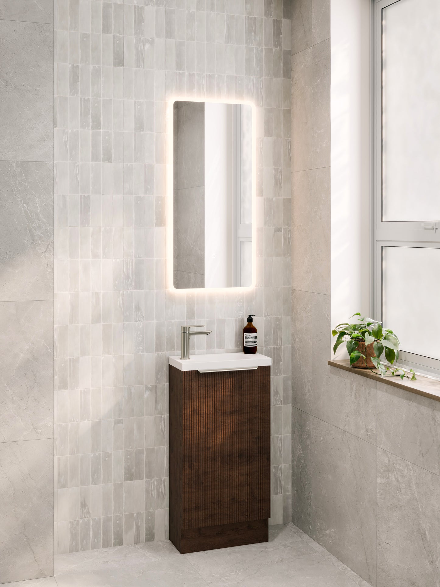 LINEARE 450 PILLAR FLOORSTANDING VANITY - LEFT HINGE