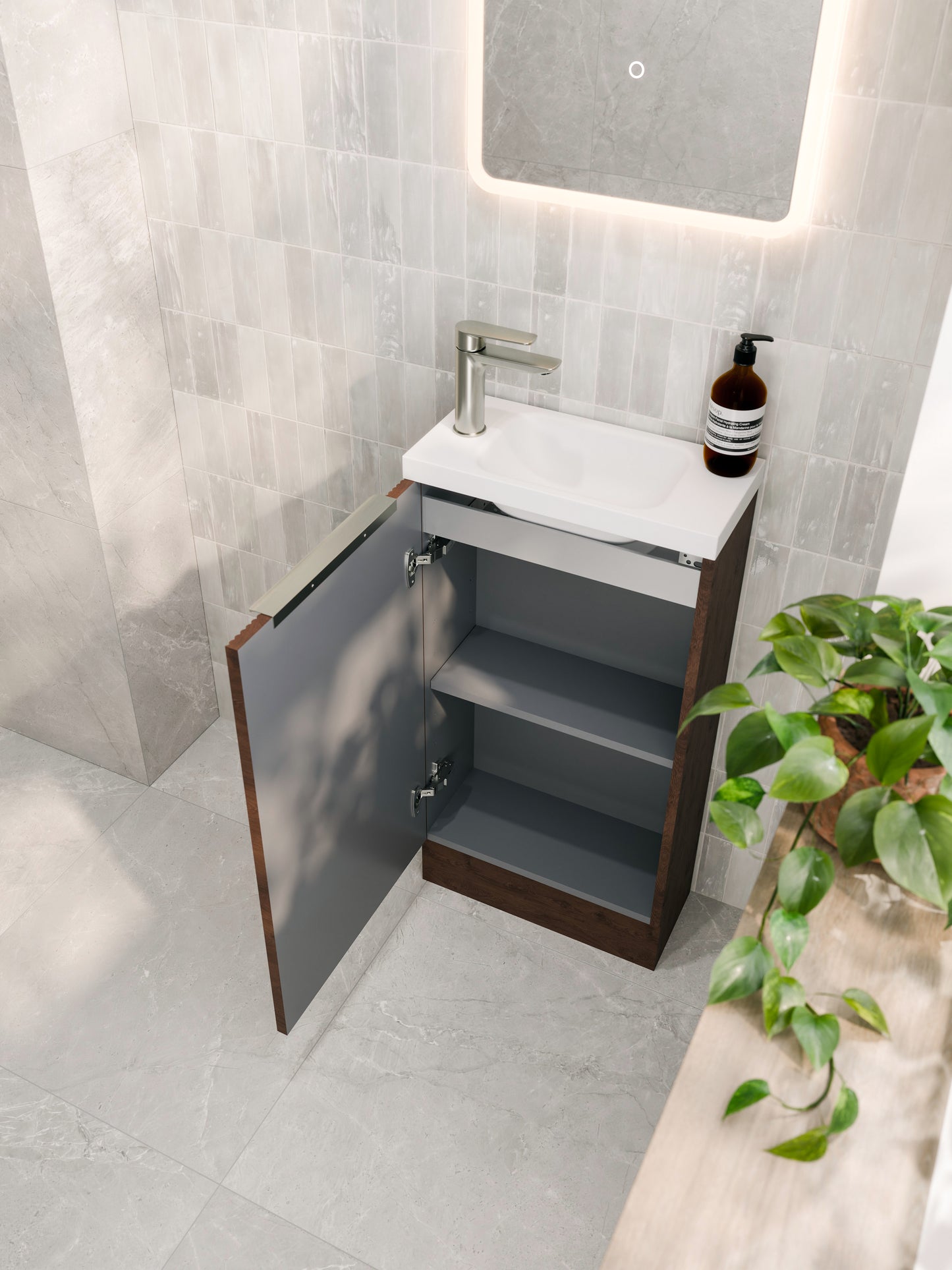 LINEARE 450 PILLAR FLOORSTANDING VANITY - LEFT HINGE