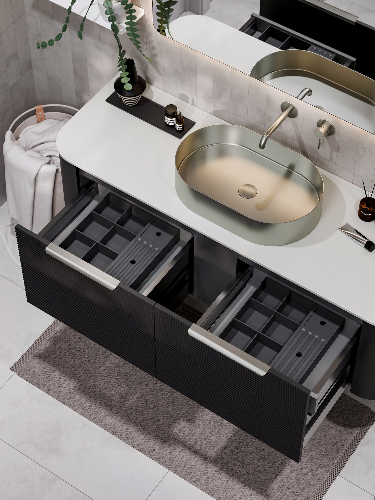 NATURE 1500 SINGLE SINK ORCHARD VANITY - SOLID SLAB TOP