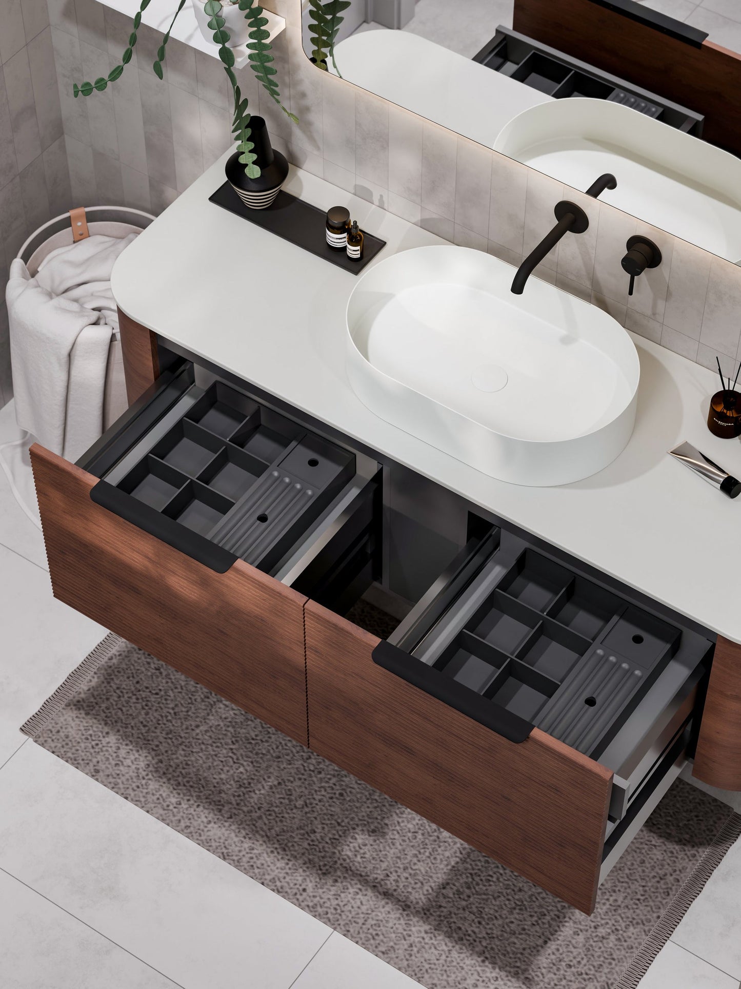 NATURE 1500 SINGLE SINK ORCHARD VANITY - SOLID SLAB TOP