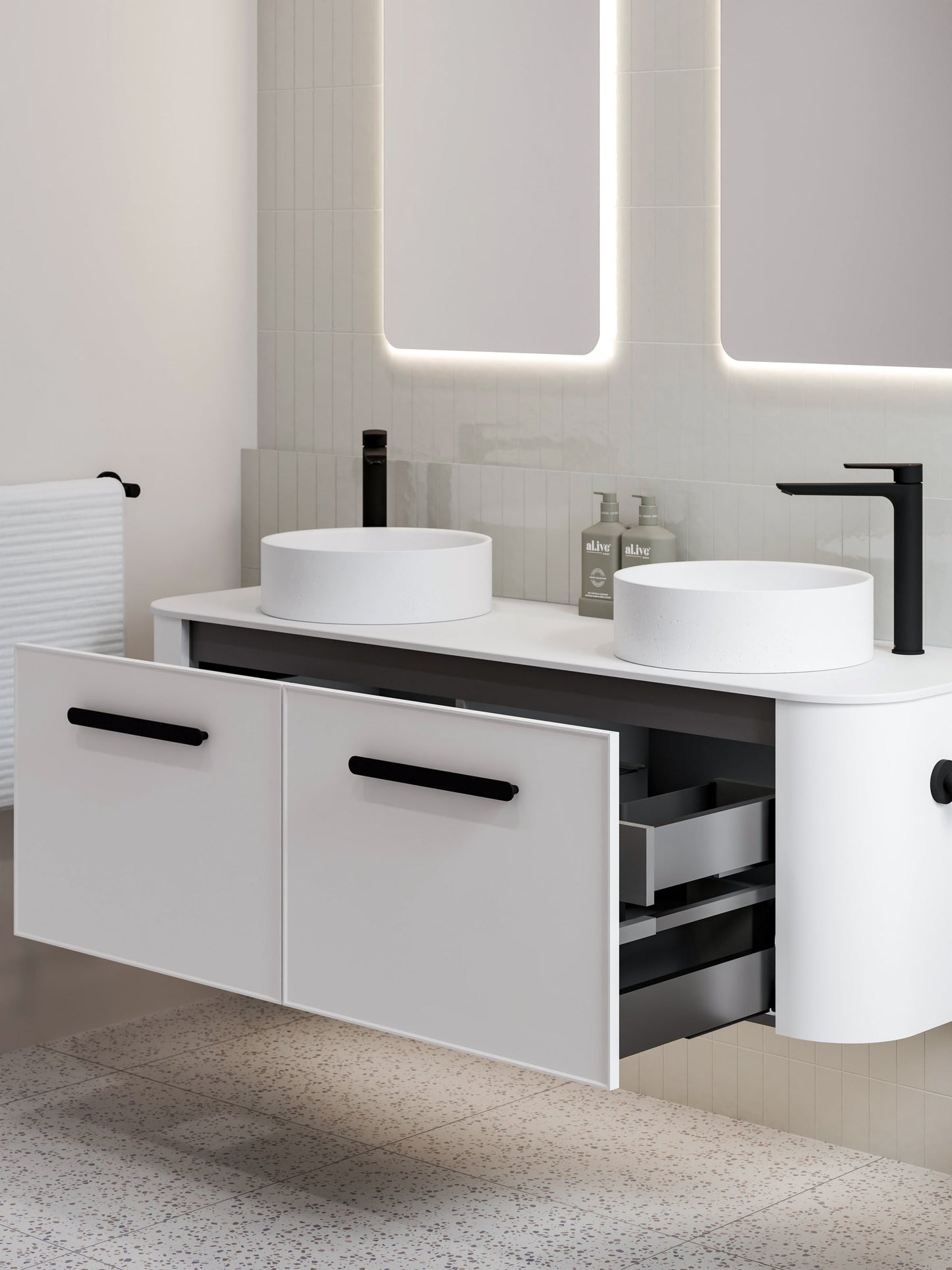 NATURE 1500 AXEL VANITY - SOLID SLAB TOP