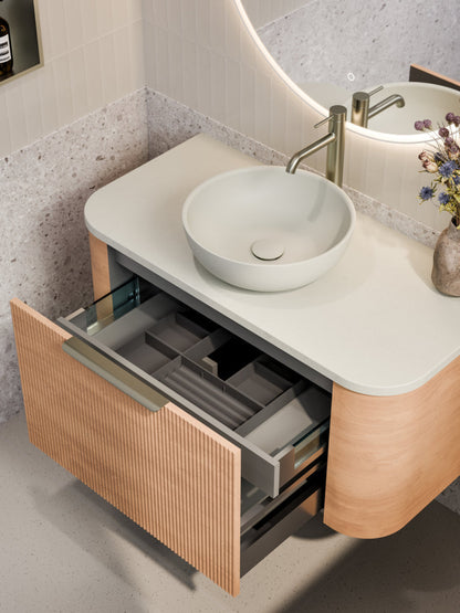 NATURE 1000 PILLAR BATHROOM VANITY - SOLID SLAB TOP DEVON OAK