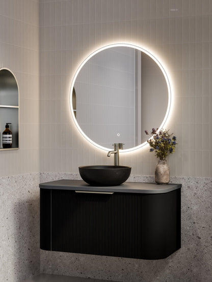 NATURE 1000 PILLAR BATHROOM VANITY - SOLID SLAB TOP MATTE BLACK