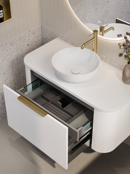 NATURE 1000 PILLAR BATHROOOM VANITY - SOLID SLAB TOP MATTE WHITE