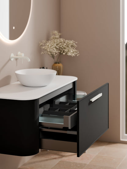 NATURE 1200 AXEL BATHROOM VANITY - SOLID SLAB TOP MATTE BLACK
