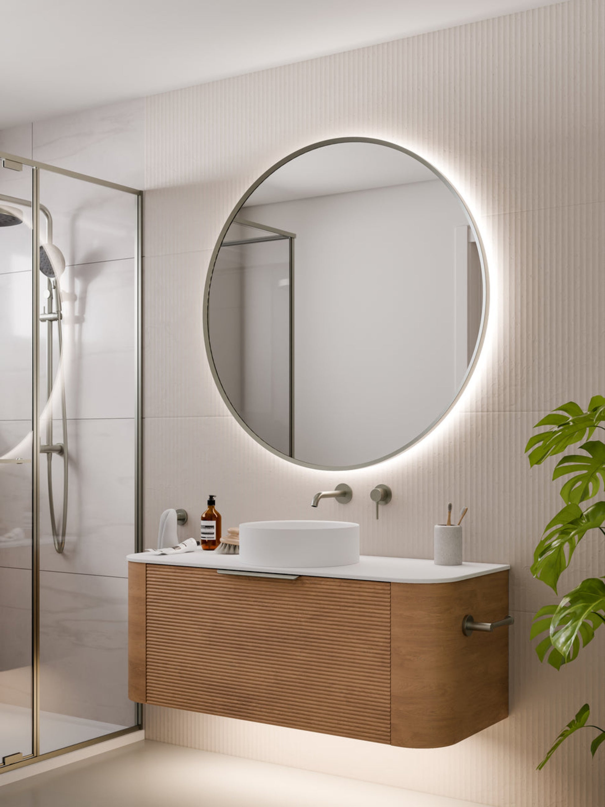 NATURE 1200 ORCHARD BATHROOM VANITY - SOLID SLAB TOP DEVON OAK