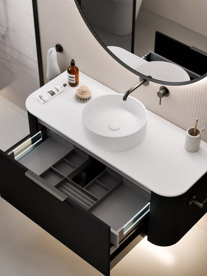 NATURE 1200 ORCHARD BATHROOM VANITY - SOLID SLAB TOP MATTE BLACK