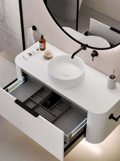 NATURE 1200 ORCHARD BATHROOM VANITY - SOLID SLAB TOP MATTE WHITE