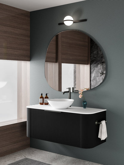NATURE 1200 PILLAR BATHROOM VANITY - SOLID SLAB TOP MATTE BLACK