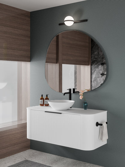 NATURE 1200 PILLAR BATHROOM VANITY - SOLID SLAB TOP MATTE WHITE