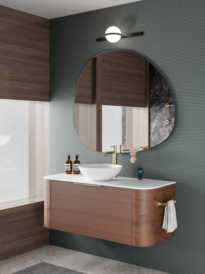 NATURE 1200 PILLAR BATHROOM VANITY - SOLID SLAB TOP WALNUT
