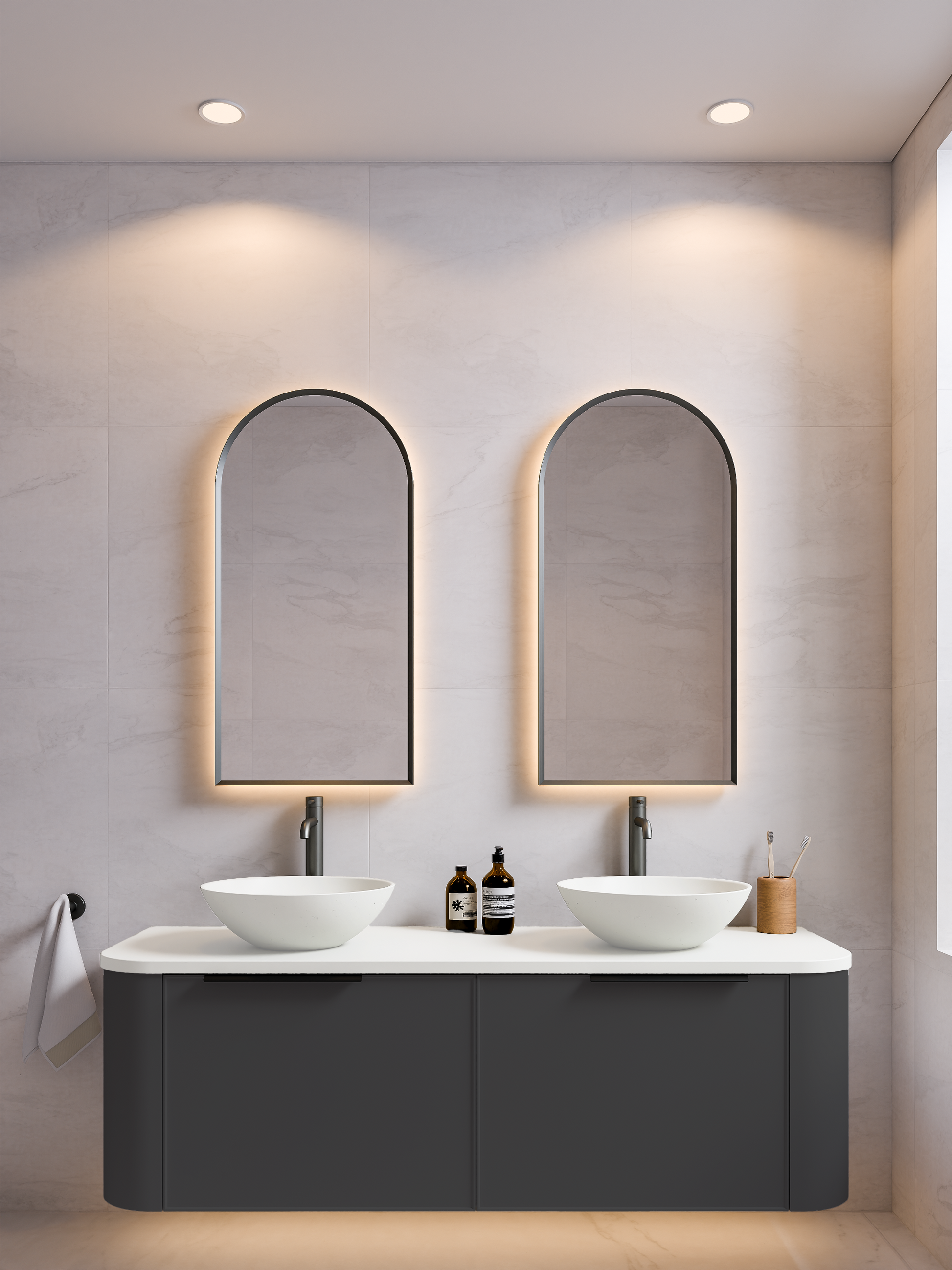 NATURE 1500 AXEL BATHROOM VANITY - SOLID SLAB TOP MATTE BLACK