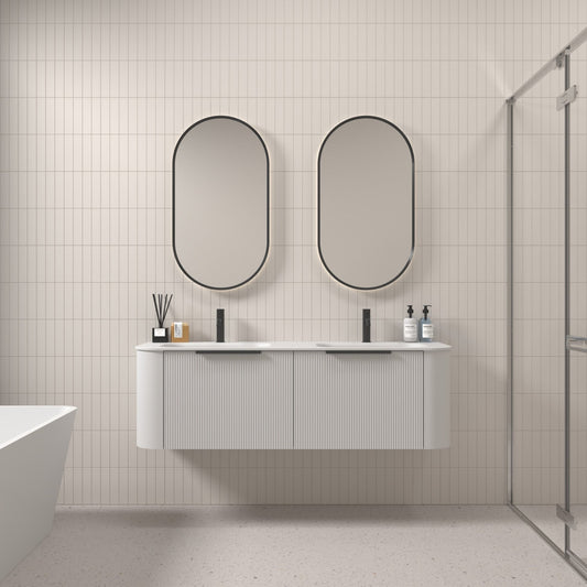 NATURE 1500 PILLAR BATHROOM VANITY DOUBLE SINK MATTE WHITE