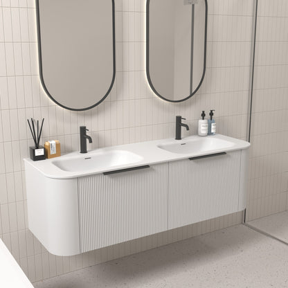 NATURE 1500 PILLAR VANITY BATHROOM DOUBLE SINK MATTE WHITE