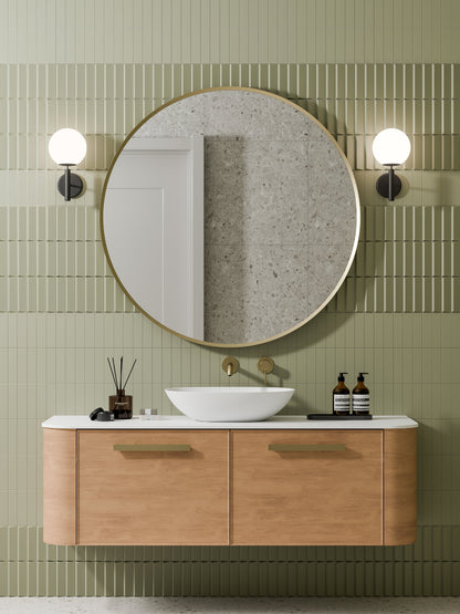 NATURE 1500 SINGLE SINK AXEL BATHROOM VANITY - SOLID SLAB TOP DEVON OAK