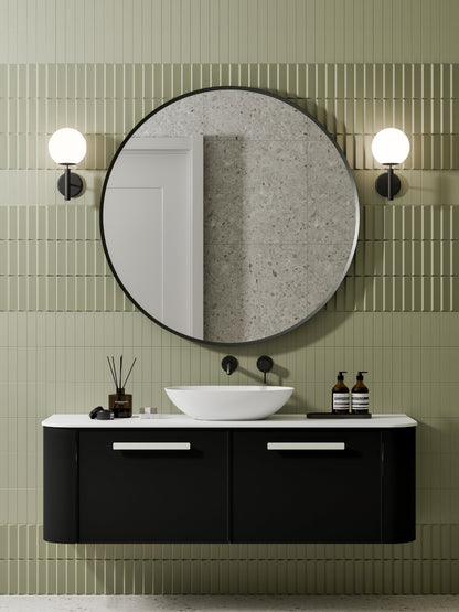 NATURE 1500 SINGLE SINK AXEL BATHROOM VANITY - SOLID SLAB TOP MATTE BLACK