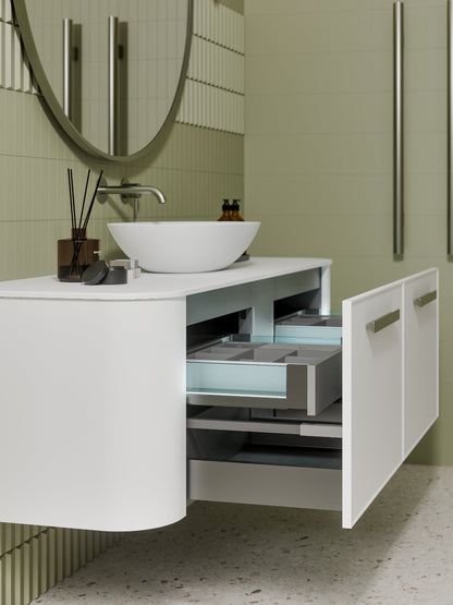 NATURE 1500 SINGLE SINK AXEL BATHROOM VANITY - SOLID SLAB TOP MATTE WHITE