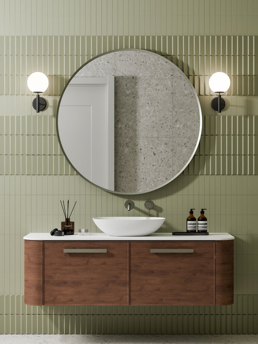 NATURE 1500 SINGLE SINK AXEL BATHROOM VANITY - SOLID SLAB TOP WALNUT