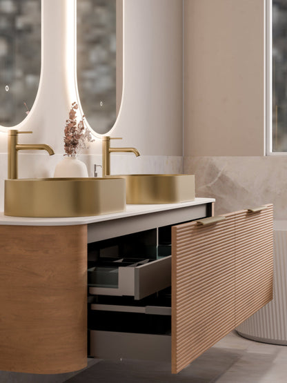 NATURE 1800 ORCHARD BATHROOM VANITY RANGE - SOLID SLAB TOP DEVON OAK