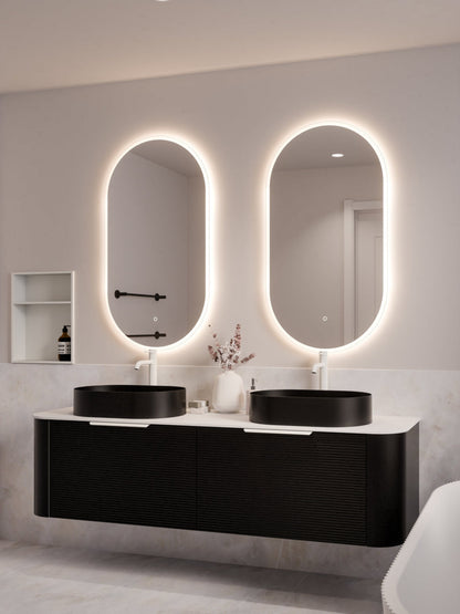 NATURE 1800 ORCHARD BATHROOM VANITY RANGE - SOLID SLAB TOP MATTE BLACK