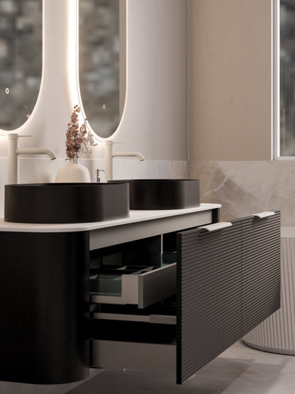 NATURE 1800 ORCHARD BATHROOM VANITY RANGE - SOLID SLAB TOP MATTE BLACK